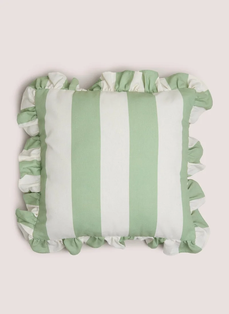 ماتلان Green Stripe Frill Edge Cushion